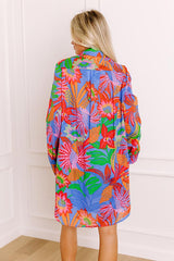 Tropic Allure Floral Button Down Mini Dress