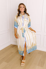 Isles of Scilly Floral Maxi Dress in Blue