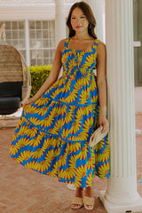 Paradise Point Floral Midi Dress in Ocean Blue