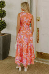 Sunset Garden Floral Midi Dress