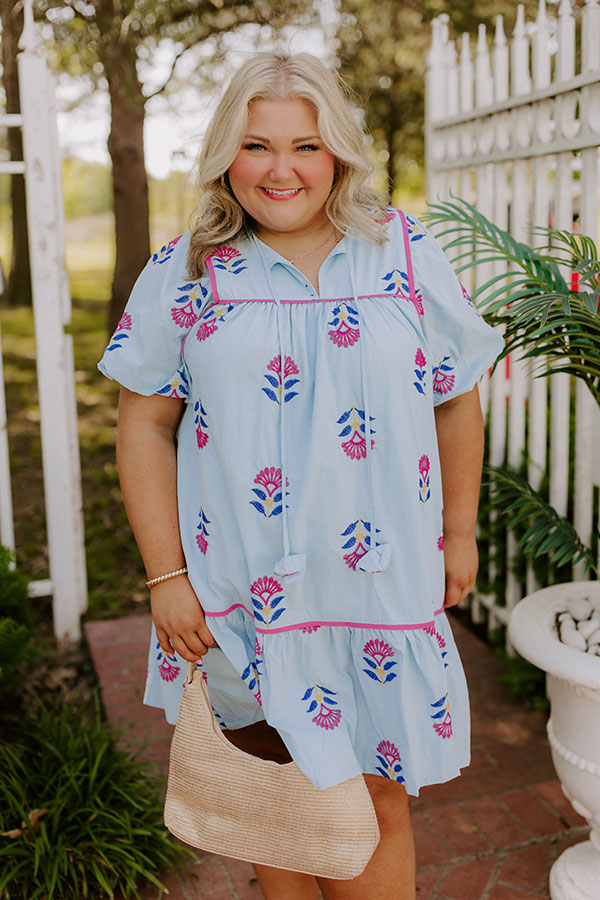 Joyful Bloom Floral Embroidered Mini Dress Curves