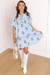 Joyful Bloom Floral Embroidered Mini Dress