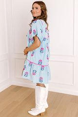 Joyful Bloom Floral Embroidered Mini Dress