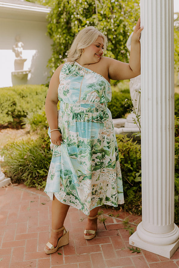 Strolling Through Capri Linen-Blend Midi Dress Curves