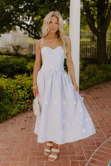 Seaside Blooms Embroidered Midi Dress