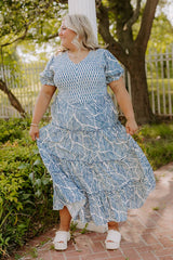 Coastal Stroll Smocked Maxi Dress Curves