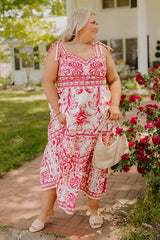 French Riviera Floral Midi Dress in Hot Pink Curves