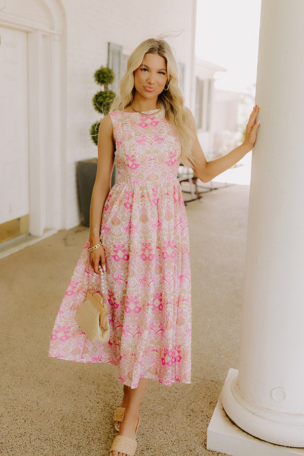 Chic Views Floral Eyelet Midi Dress