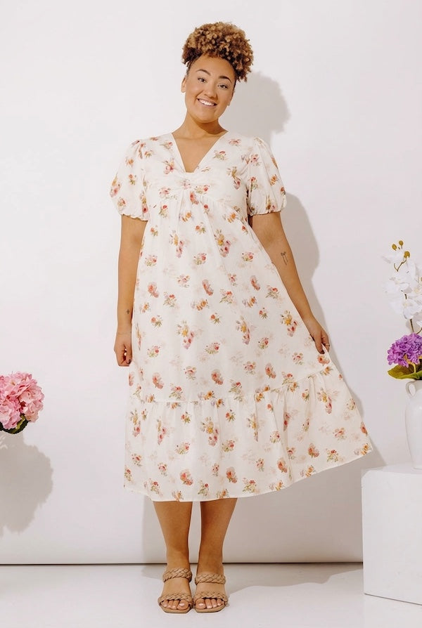Field Of Grace Floral Midi Dress Curves