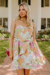 Botanical Belle Jacquard Mini Dress