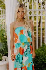 Cancun Cutie Strapless Maxi Dress in Turquoise