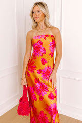 Rooftop Fiesta Satin Floral Maxi Dress