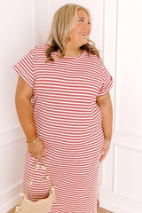 Sweet Tea Sippin' Stripe Maxi Dress Curves