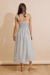 Shoreline Muse Linen-Blend Stripe Midi Dress
