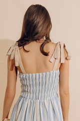 Shoreline Muse Linen-Blend Stripe Midi Dress