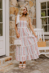 Prairie Bloom Floral Tiered Midi Dress
