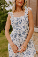French Country Floral Denim Mini Dress