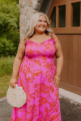 Fiesta On The Square Floral Midi Dress Curves