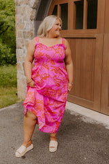Fiesta On The Square Floral Midi Dress Curves