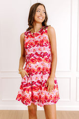 Tropical Holiday Mini Dress in Tangerine