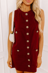 Martini Muse Button Down Mini Dress in Wine
