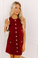 Martini Muse Button Down Mini Dress in Wine
