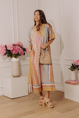 Pretty Petals Floral Stripe Caftan Midi Dress