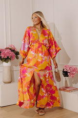 Watercolor Daydream Kimono Maxi Dress