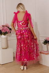 Blooming Gala Embroidered Floral Midi Dress