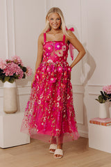 Blooming Gala Embroidered Floral Midi Dress
