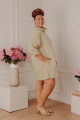 Everyday Icon Stripe Shirt Dress in Lime Punch Curves
