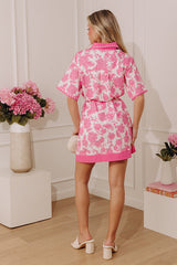 Sweet Petals Linen-Blend Button Down Mini Dress