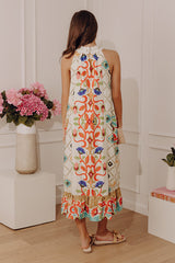Mediterranean Muse Midi Dress in Scarlet
