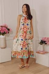 Mediterranean Muse Midi Dress in Scarlet