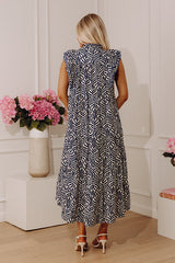 Sway In Style Tiered Midi Dress in Navy