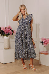 Sway In Style Tiered Midi Dress in Navy