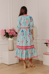 Seaside Garden Floral Midi Dress