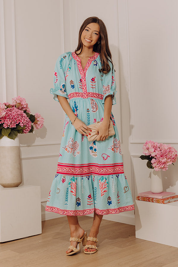 Seaside Garden Floral Midi Dress