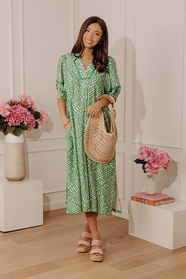 Resort Ready Muse Midi Dress in Green