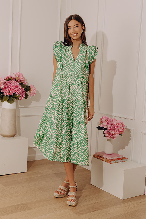 Sway In Style Tiered Midi Dress in Green
