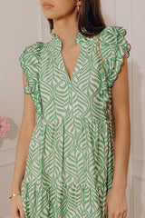 Sway In Style Tiered Midi Dress in Green