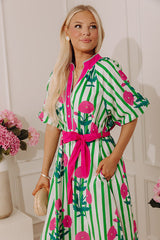 Chic Lines Floral Midi Dress
