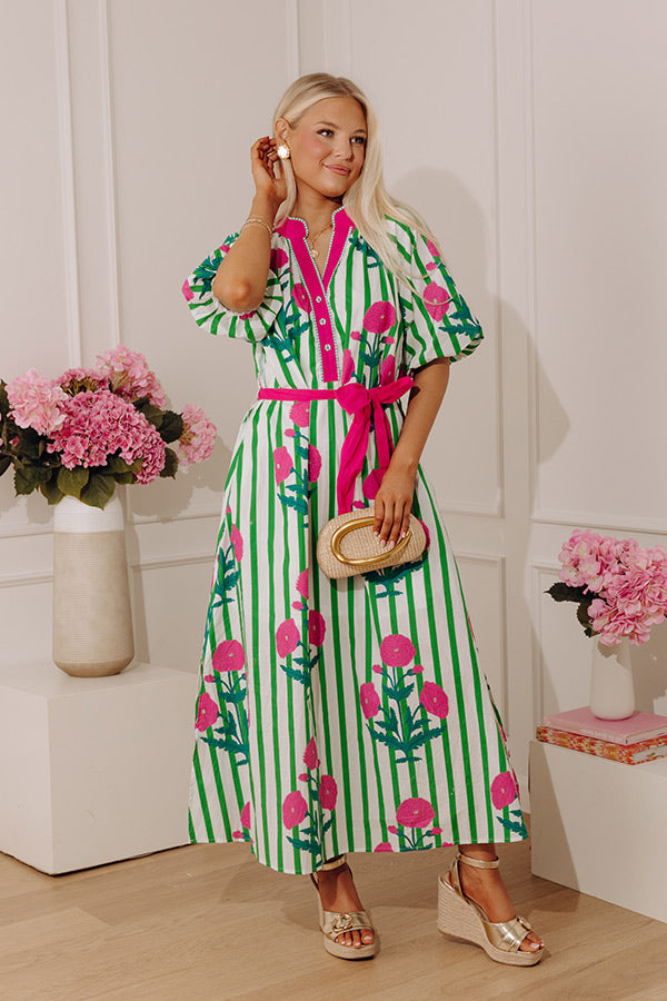 Chic Lines Floral Midi Dress