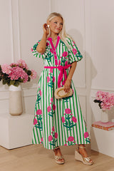 Chic Lines Floral Midi Dress