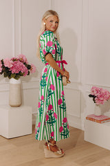 Chic Lines Floral Midi Dress
