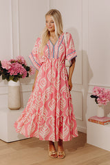 Resort Blooms Floral Kimono Midi Dress