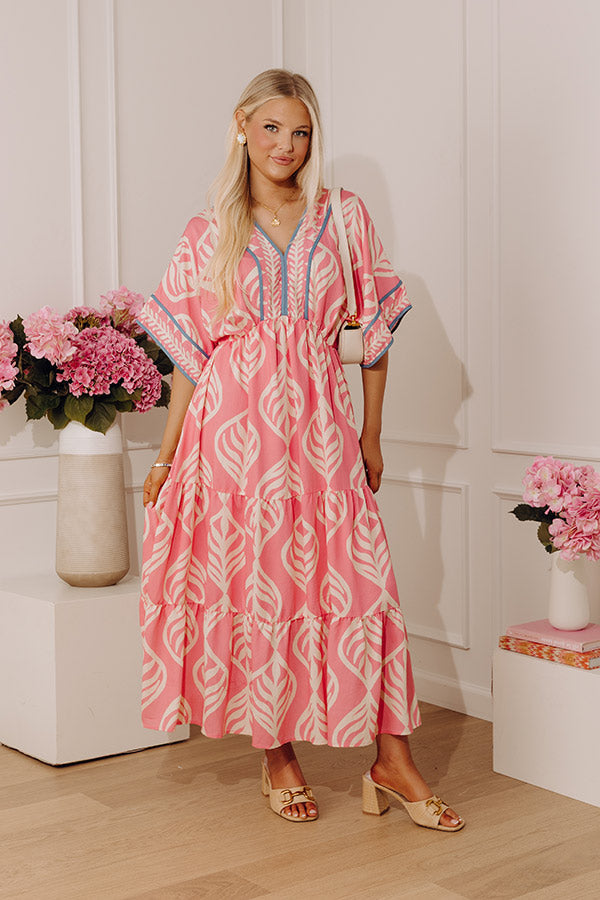 Resort Blooms Floral Kimono Midi Dress