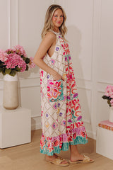 Mediterranean Muse Midi Dress in Coral Pink