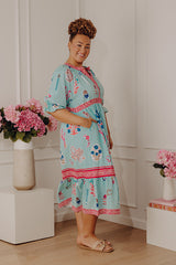 Seaside Garden Floral Midi Dress Curves