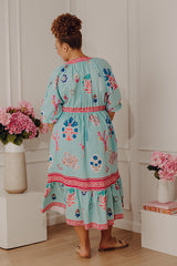 Seaside Garden Floral Midi Dress Curves
